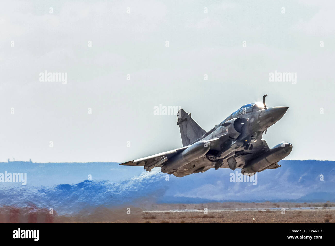 France Air Force MIRAGE 2000D in flight. Photographed at the  “Blue-Flag” 2017, an international aerial training exercise hosted by the Israeli Air Fo Stock Photo