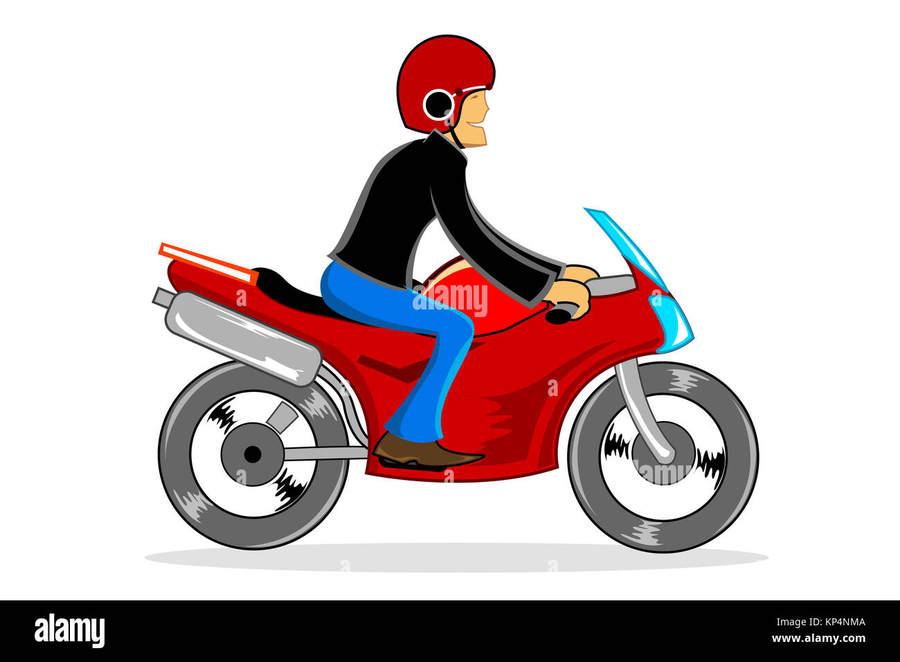 illustration of man driving bike on white background Stock Photo - Alamy