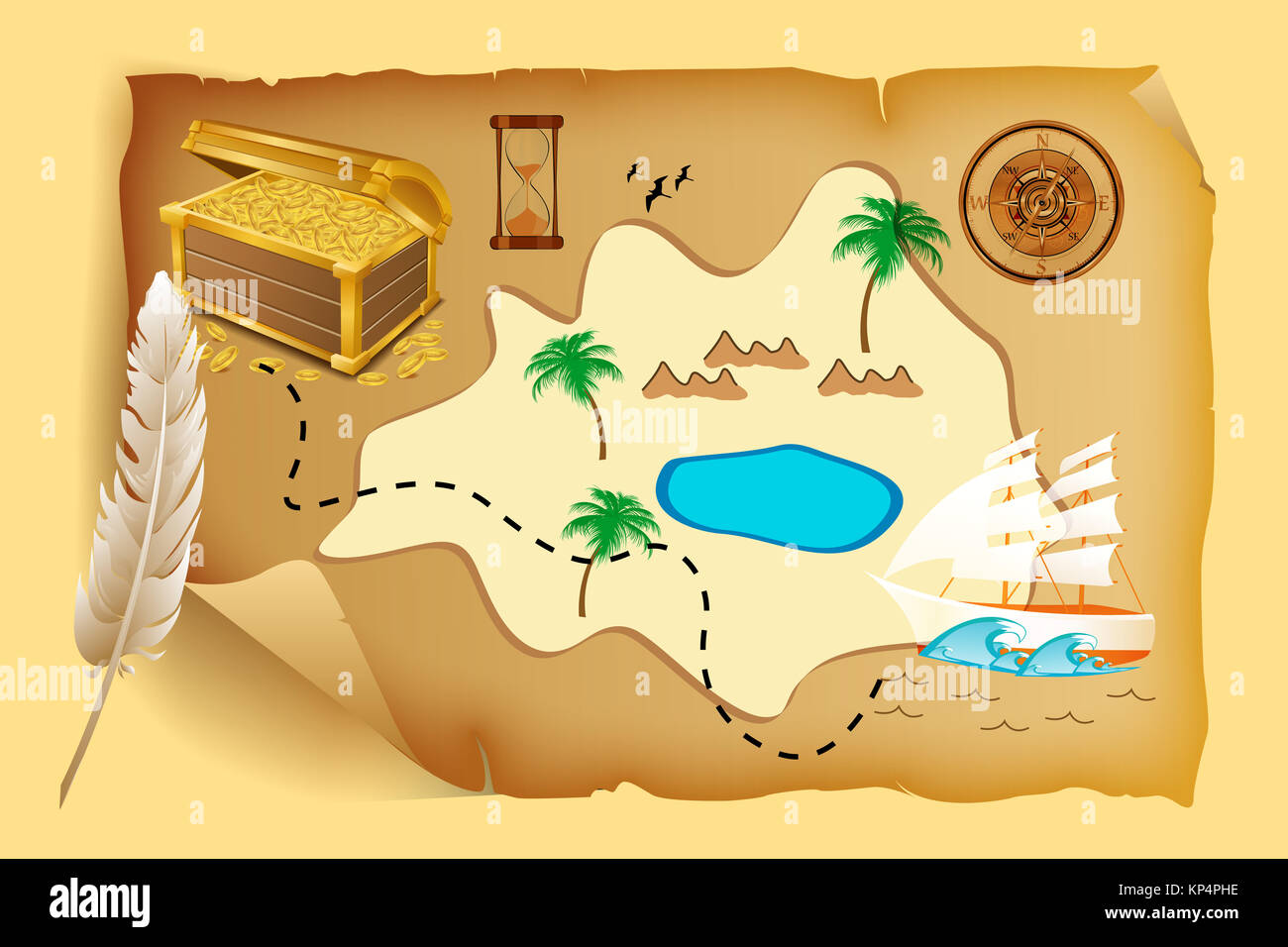 illustration of treasure map Stock Photo - Alamy