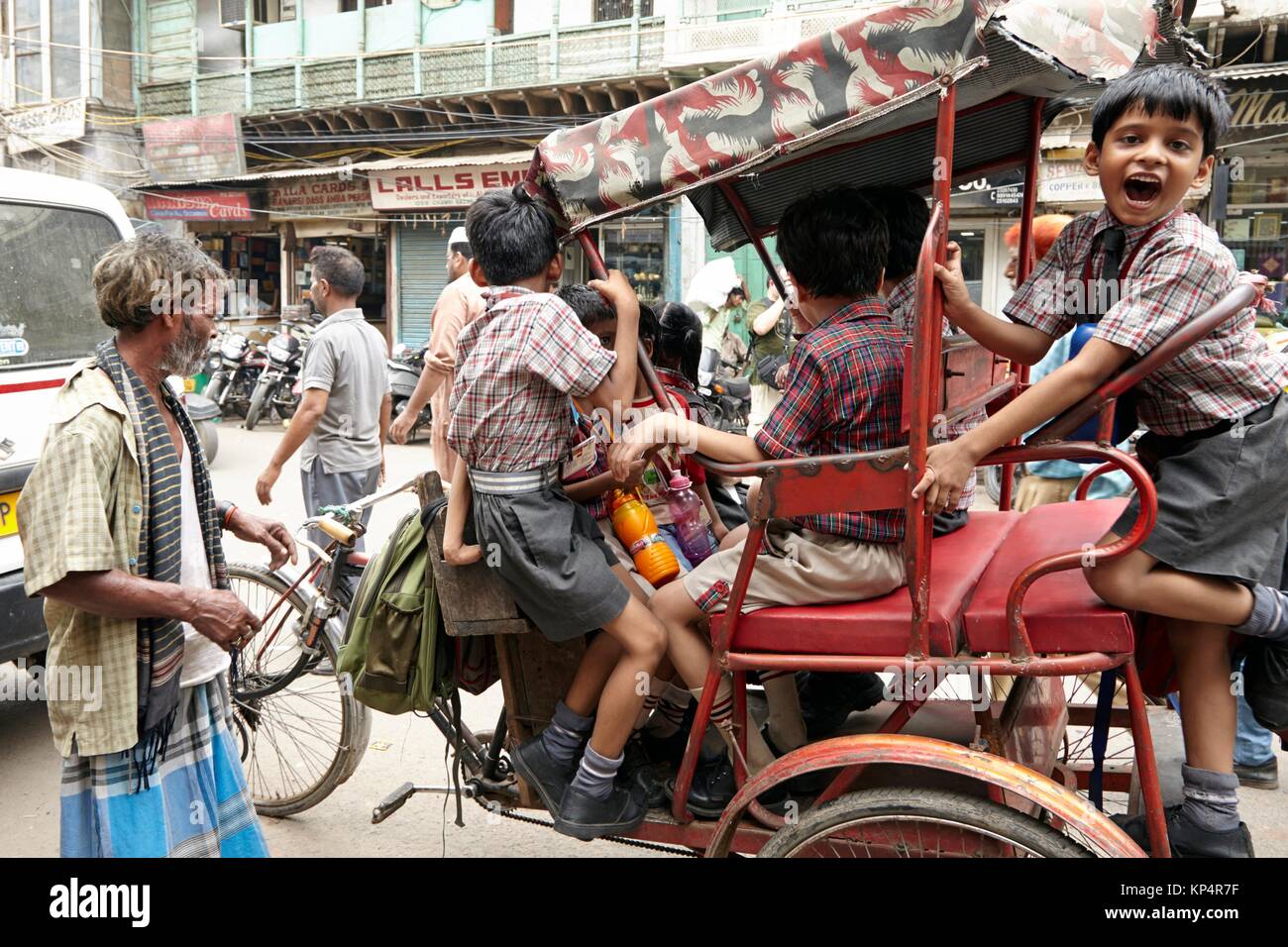 Street scene in Old Delhi, Delhi, Old Delhi, India. Stock Photo