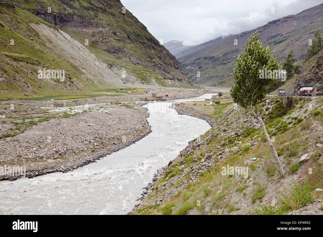 Rio Chandra, Rothang Mountain Pass , Manali - Leh Road, Himachal Pradesh, India. Stock Photo