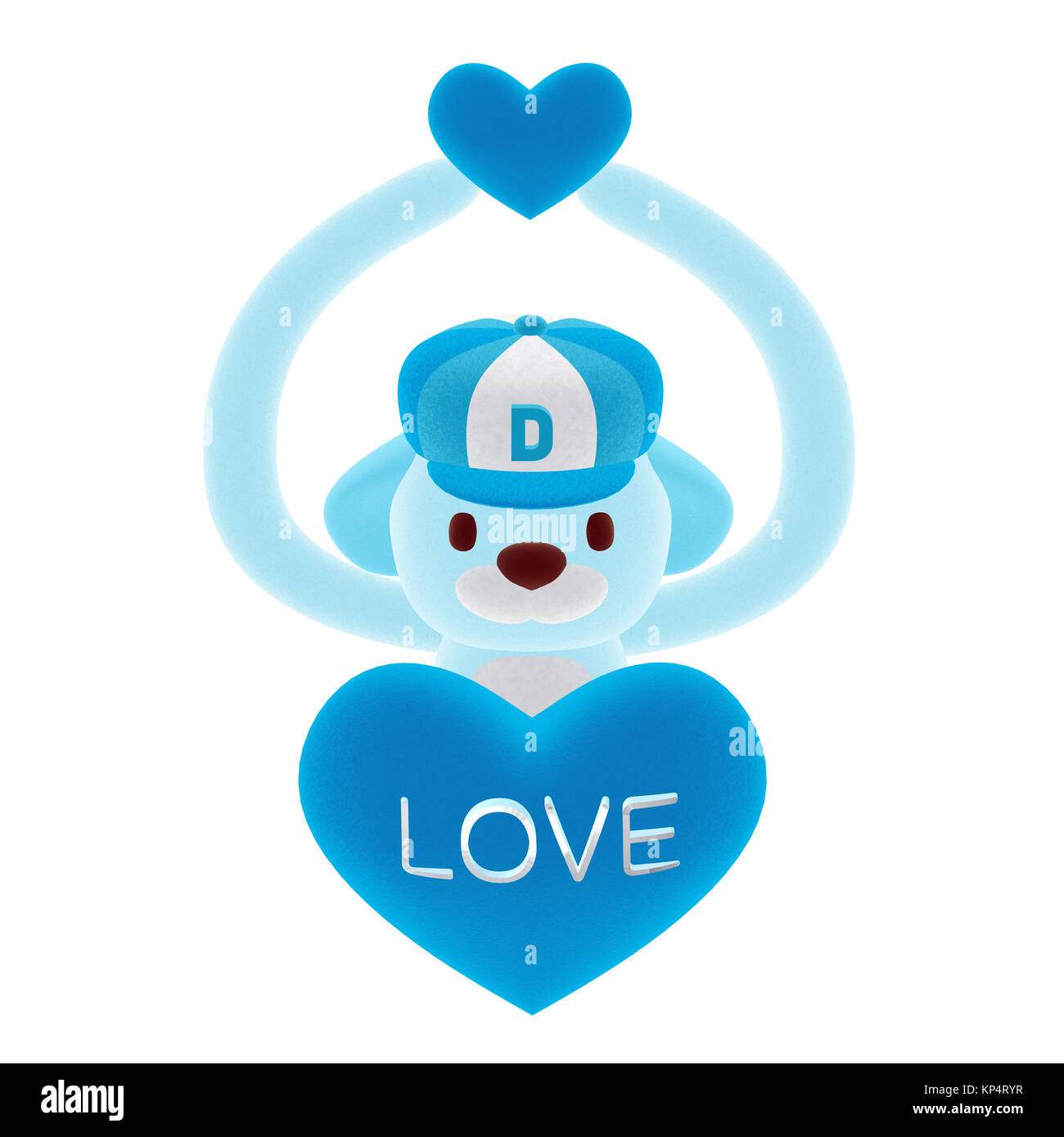 3d little blue dog and heart Stock Photo