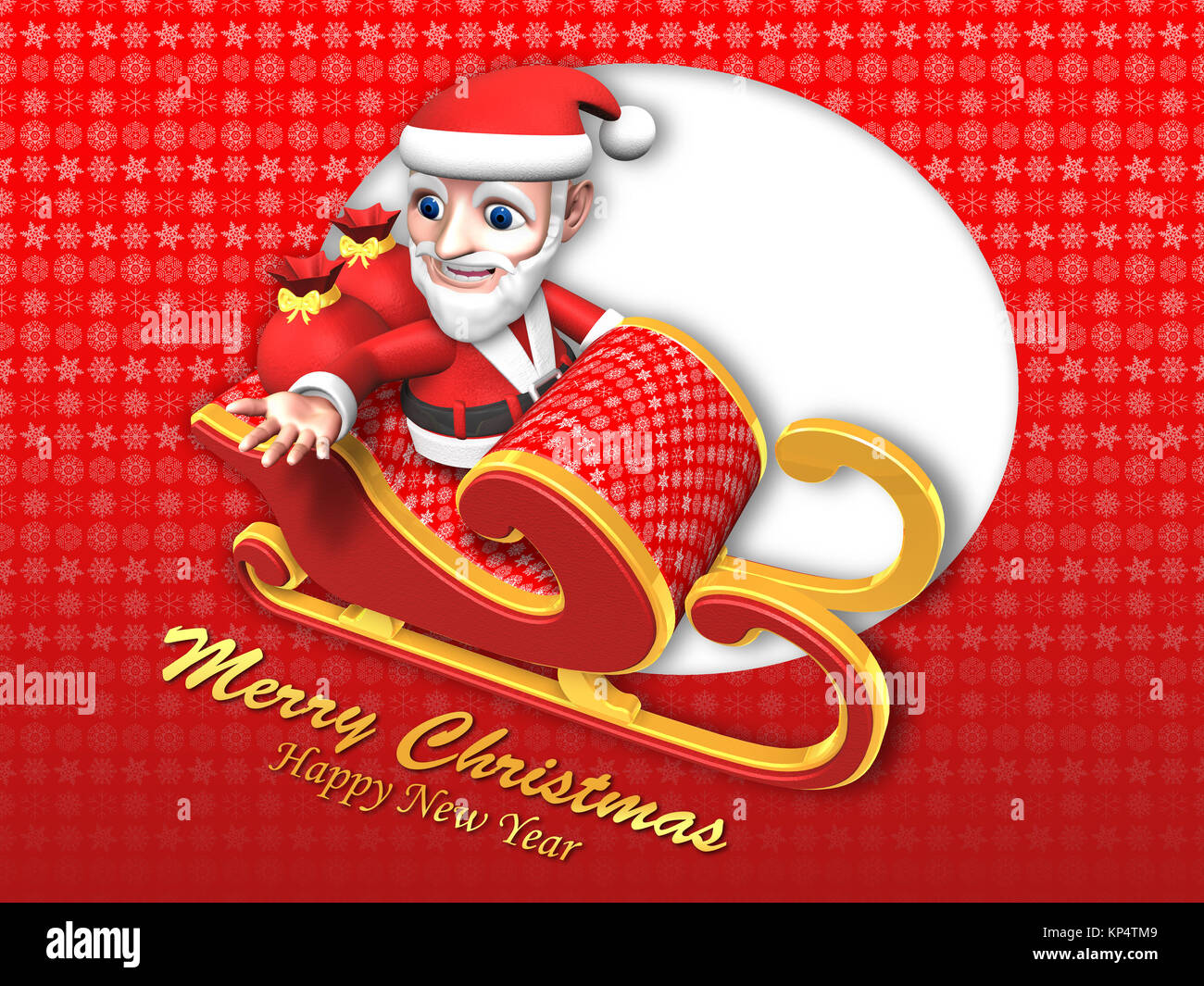 3d santa flying sky with his christmas sled Stock Photo - Alamy