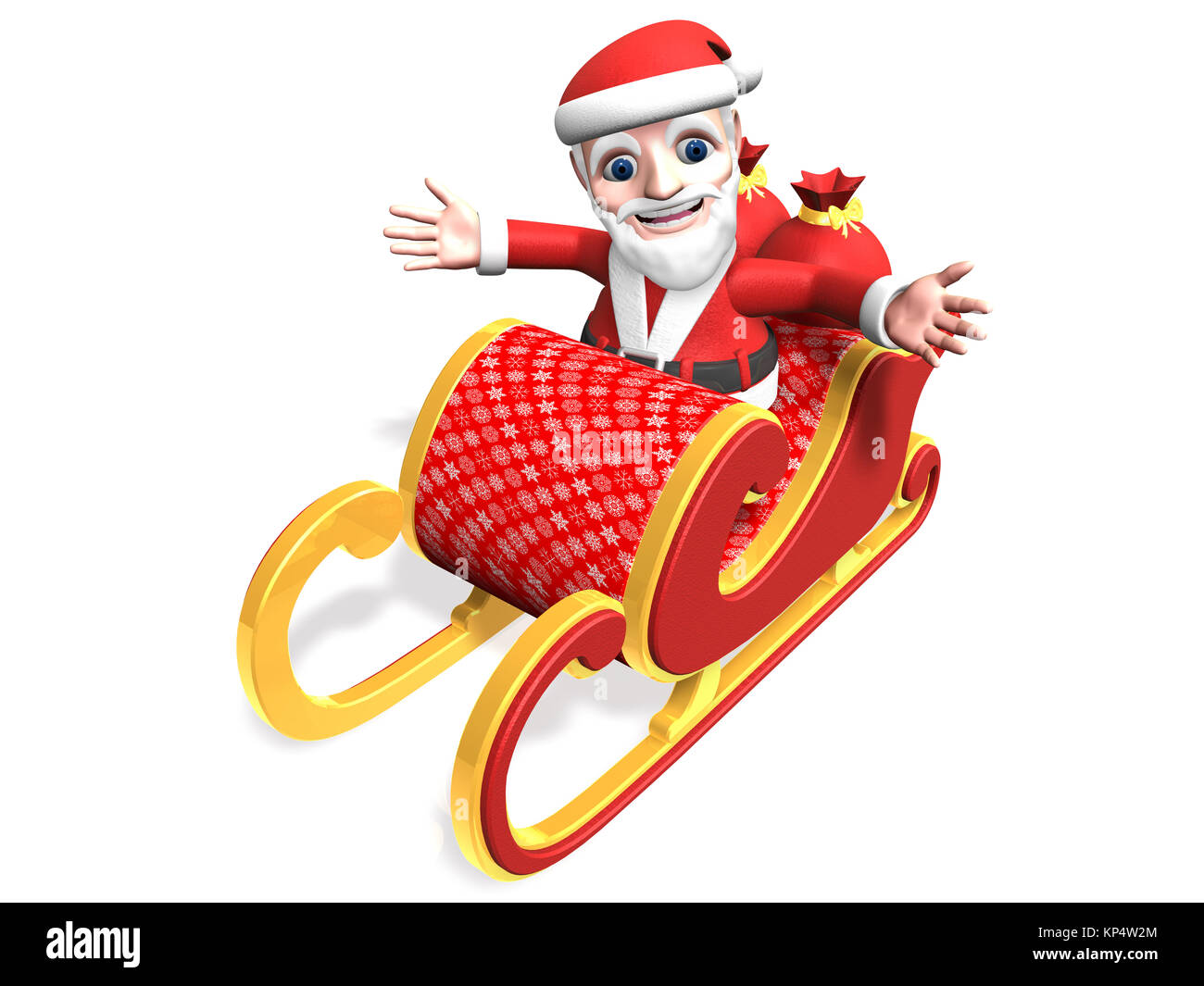 3d santa taking his christmas sled with open-arms Stock Photo - Alamy