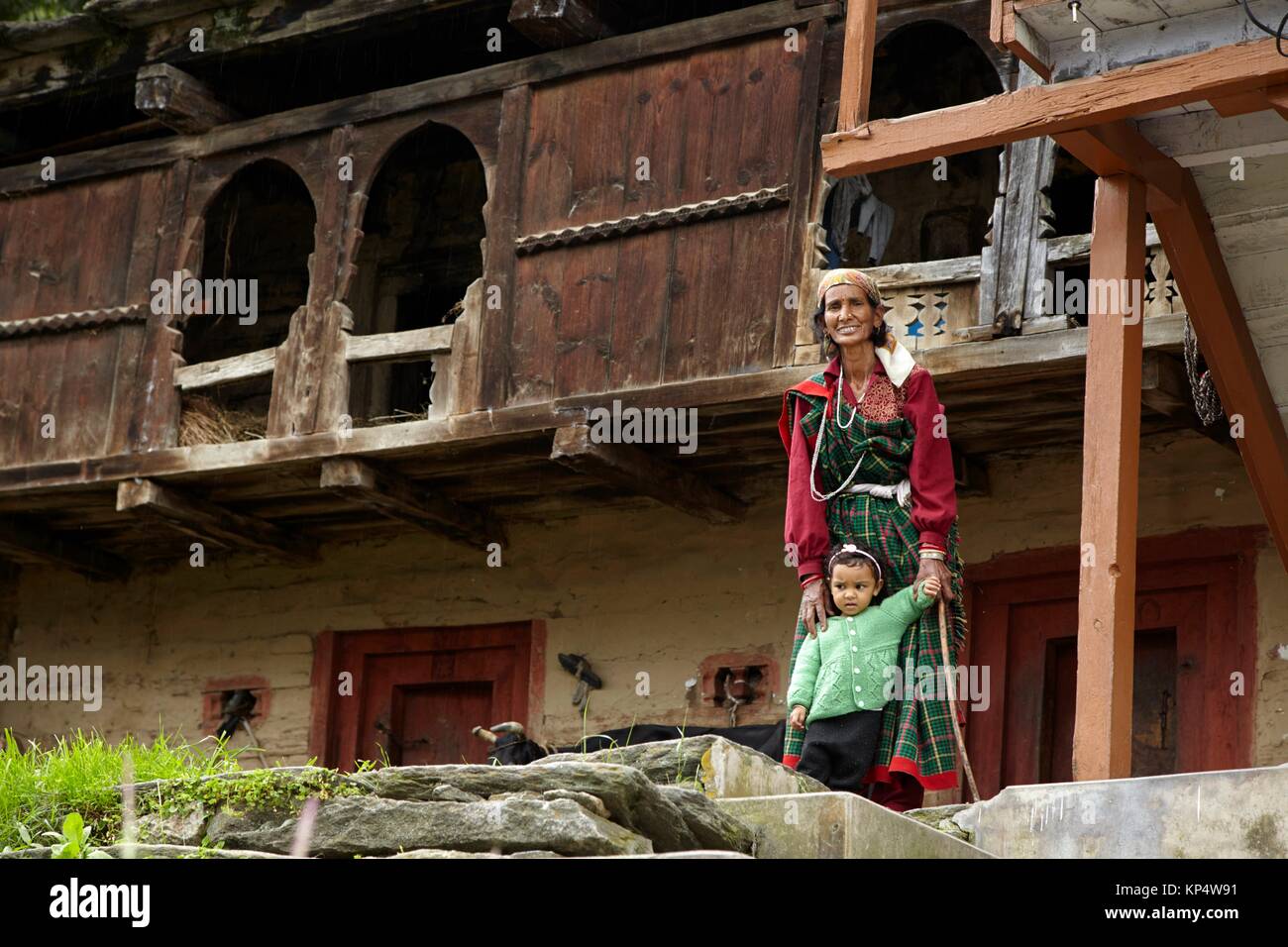 Yagatsukh village, Kullu Valley, Yagatsukh, Himachal Pradesh, India. Stock Photo