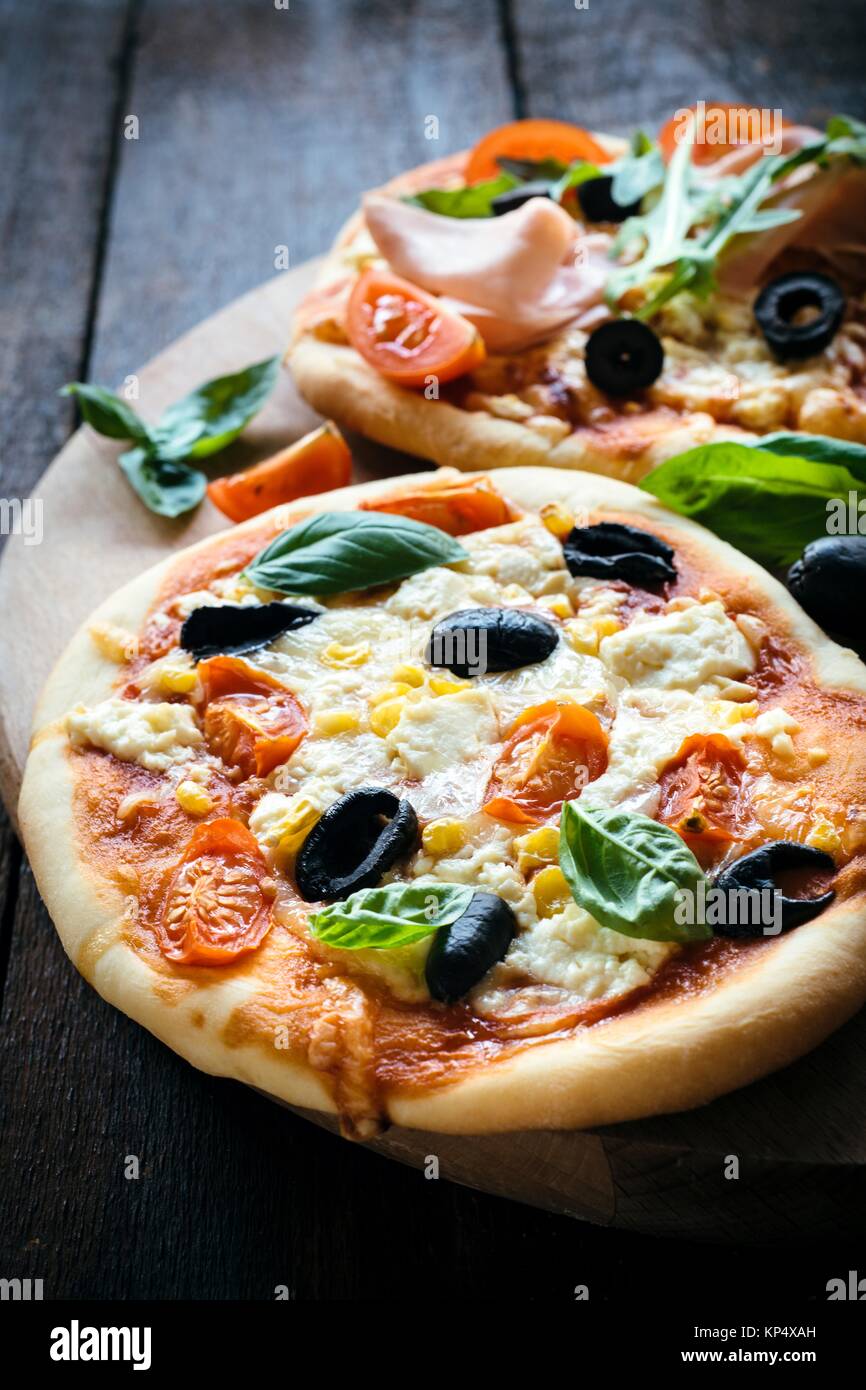Vegetarian mini pizza Stock Photo