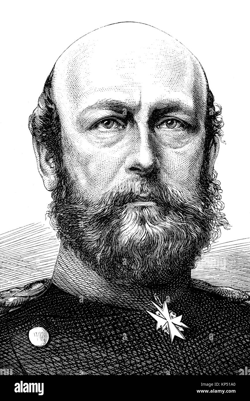 Friedrich Franz II, Grand Duke of Mecklenburg Schwerin, 28 February 1823 -15. April 1883, was Grand Duke of Mecklenburg in the district of Mecklenburg-Schwerin, German-French campaign of 1870, time of the Franco-Prussian War or Franco-German War, Deutsch-Franzoesischer Krieg, 1870 - 1871, digital improved reproduction of an original woodcut from 1871 Stock Photo