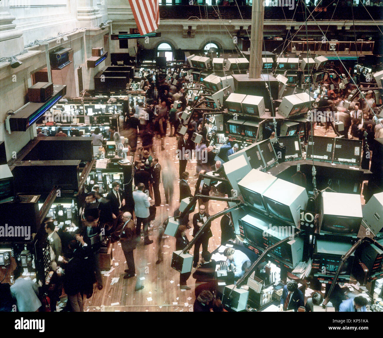 May 1982,New York,NYSE,Stock Exchange interior,trading floor overview,financial district,Manhattan,New york City,NY,NYC,USA, Stock Photo