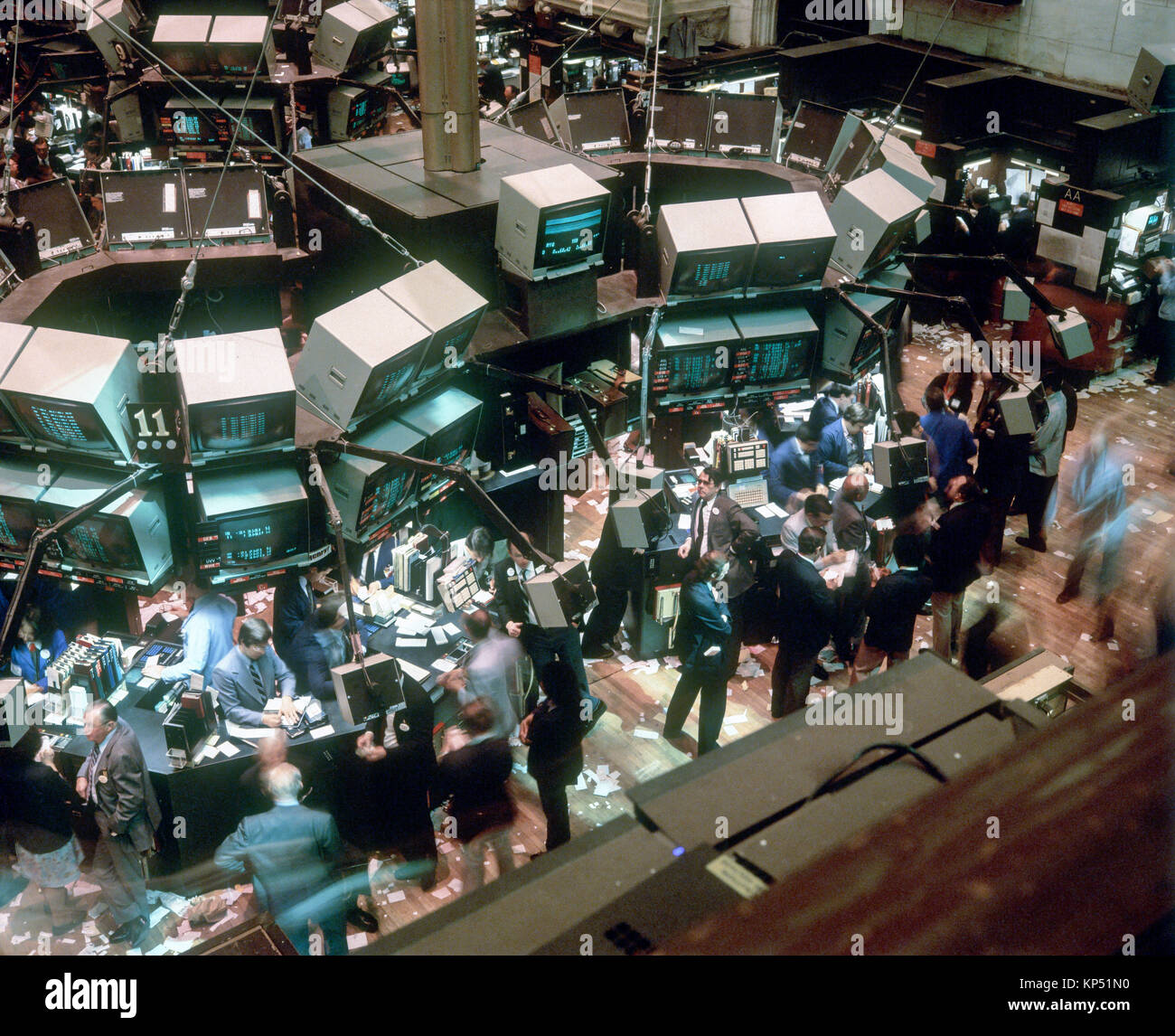 May 1982,New York,NYSE,Stock Exchange interior,trading floor overview,financial district,Manhattan,New york City,NY,NYC,USA, Stock Photo