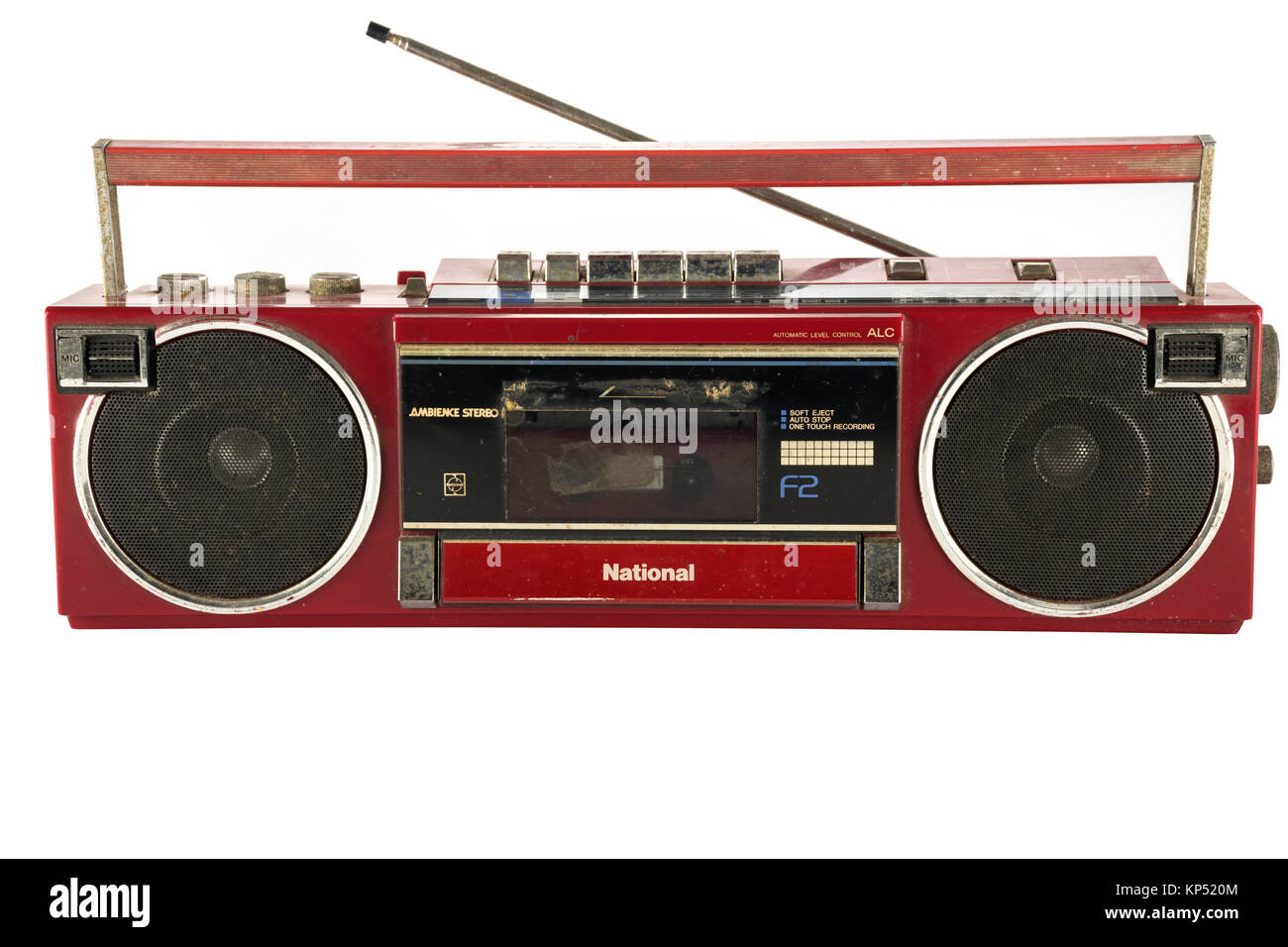 The old cassette player boombox headphone jack plugs into a