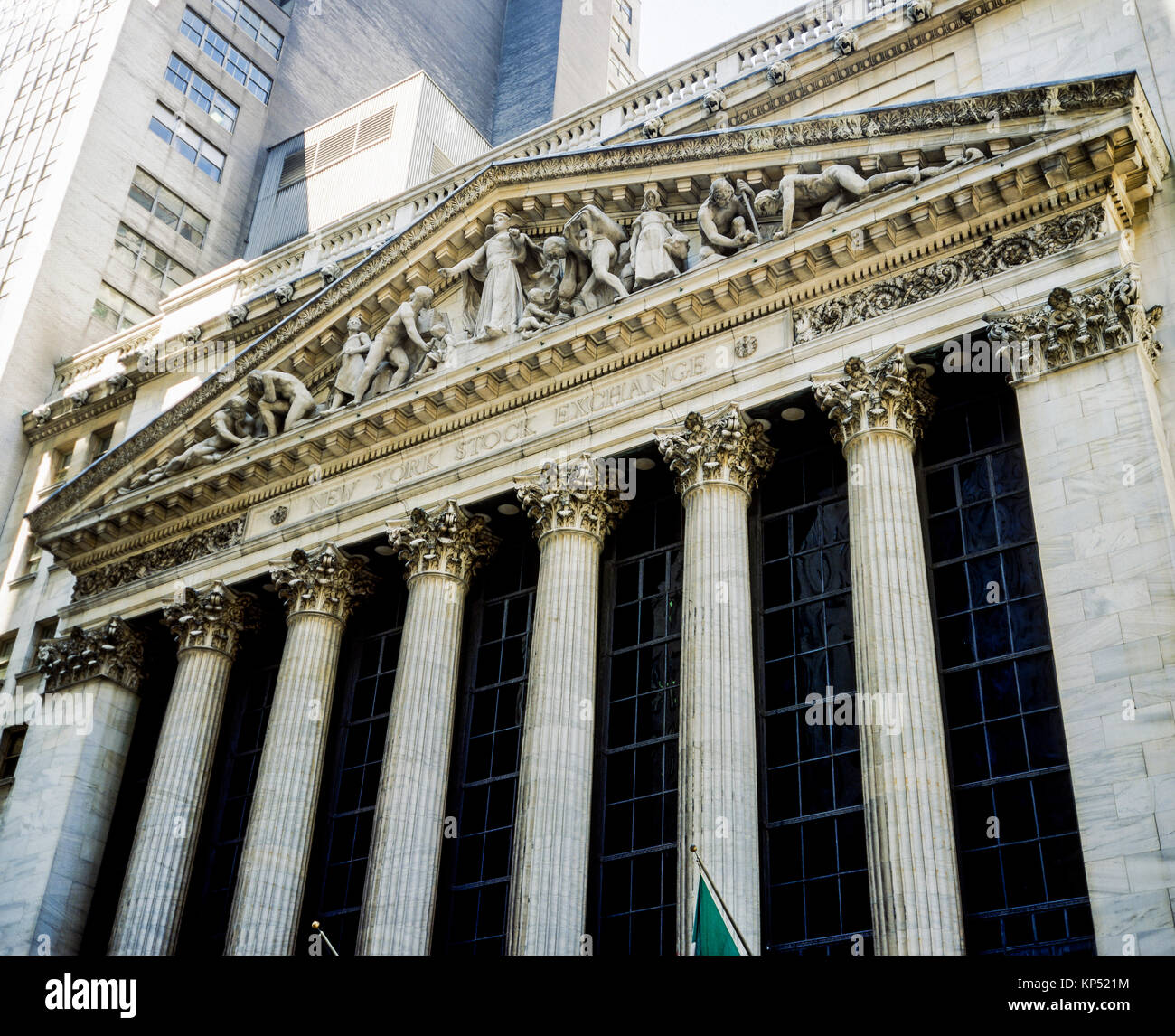 May 1982,New York,NYSE,Stock Exchange building facade,Broad street,financial district,Manhattan,New york City,NY,NYC,USA, Stock Photo