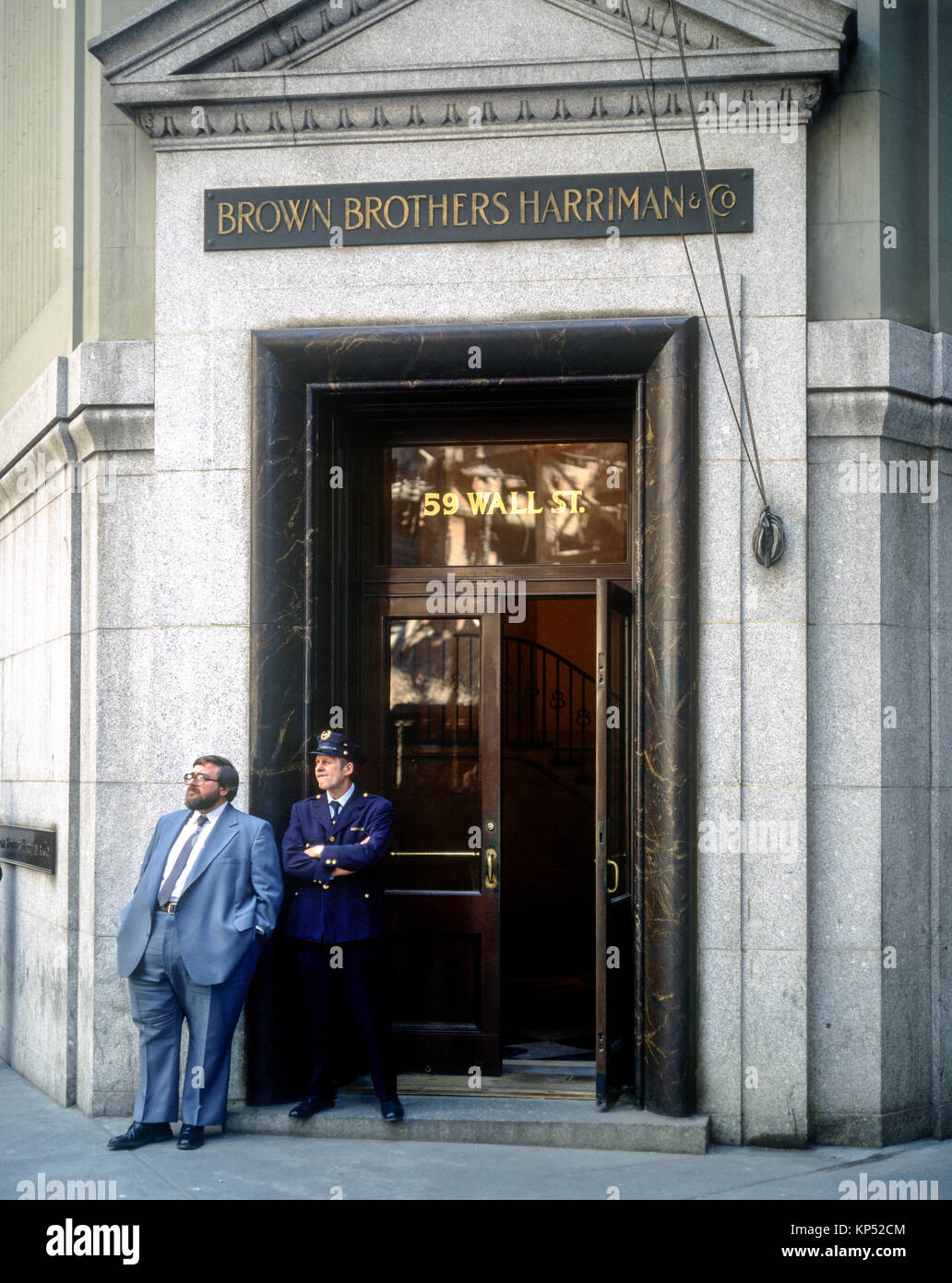 May 1982,New York,warden,trader,Brown Brothers Harriman,financial services,59 Wall street,lower Manhattan,New york City,NY,NYC,USA, Stock Photo