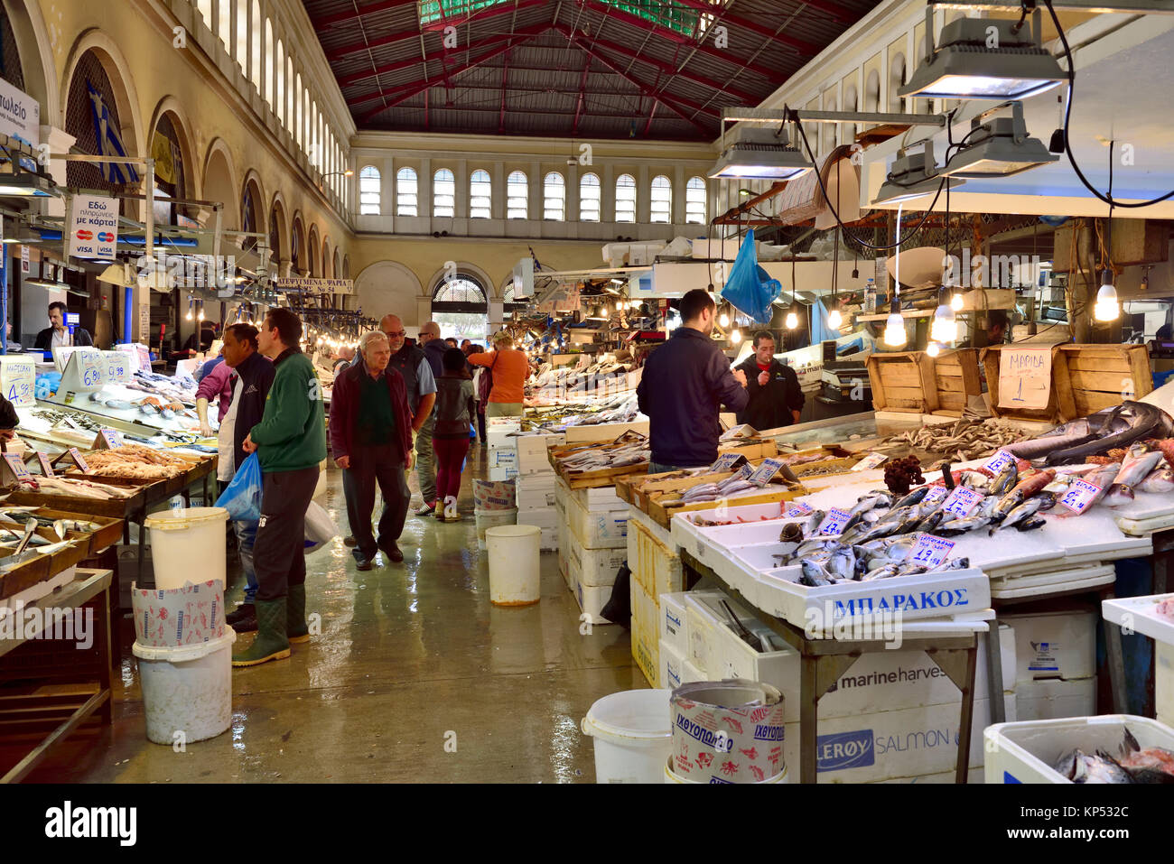 Athens fish market, Central Market on Athinas Street in central Athens
