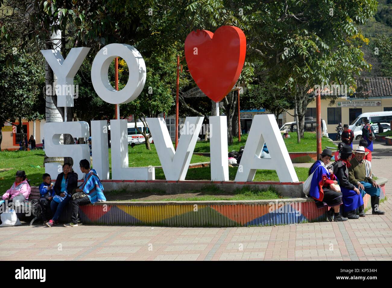 Love sculpture in Silvia, Colombia, South America. Stock Photo