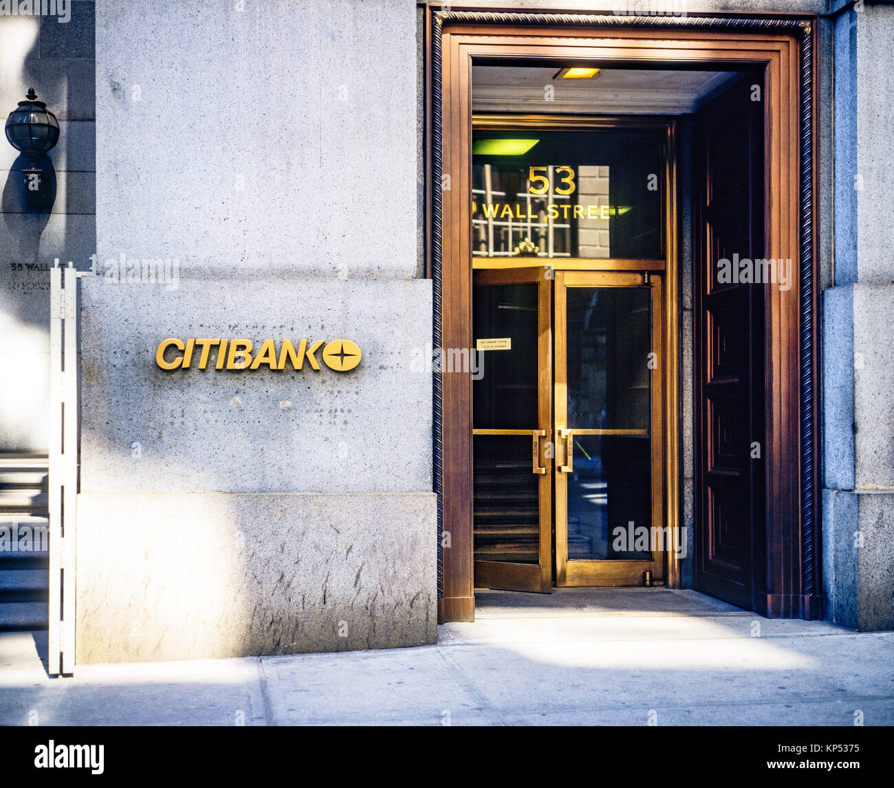 May 1982,New York,Citibank entrance,53 Wall street,financial district,lower Manhattan,New york City,NY,NYC,USA, Stock Photo