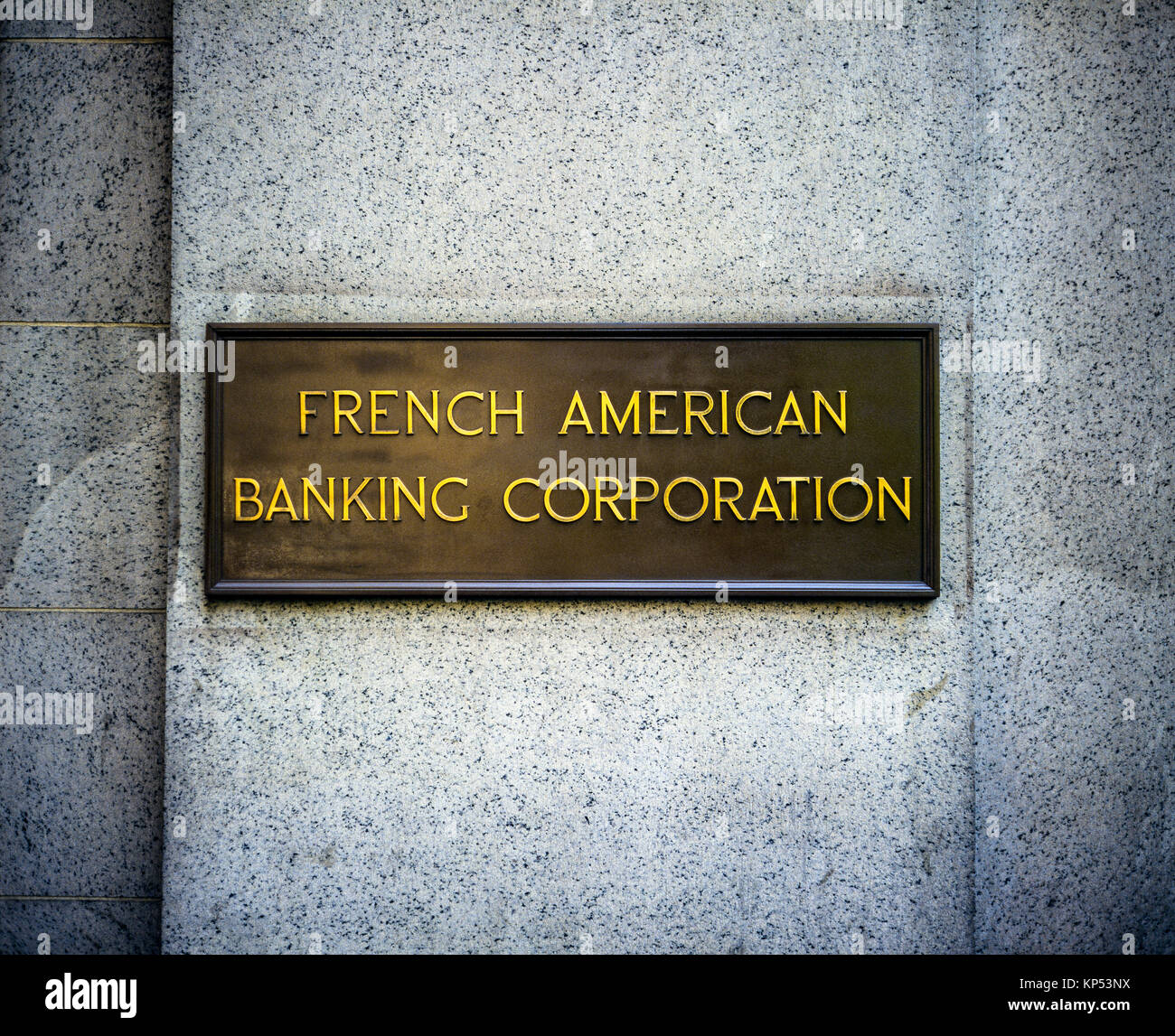 May 1982,New York,French American Banking Corporation sign,FABC,financial district,lower Manhattan,New york City,NY,NYC,USA, Stock Photo