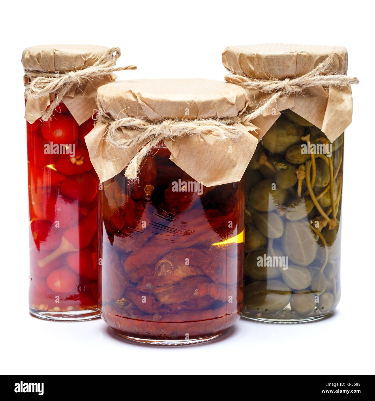 Traditional italian canned snacks pepper, capers, sun dried tomato