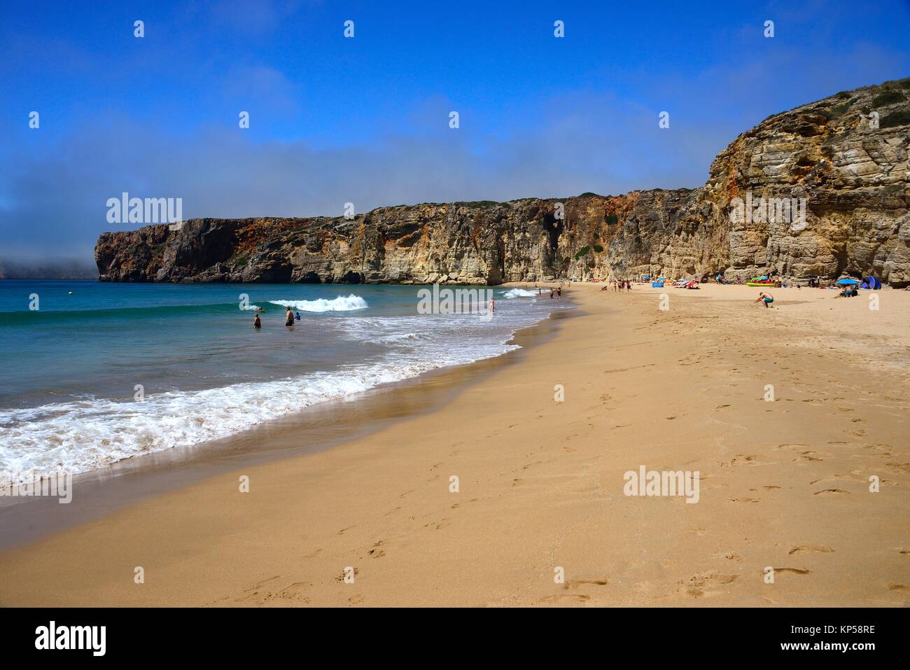 Atlantic Ocean shore, Beliche beach, Praia do Beliche near Sagres, Costa Vicentina - Vicentine Coast, Sagres, Vila do Bispo, Algarve, Portugal Stock Photo