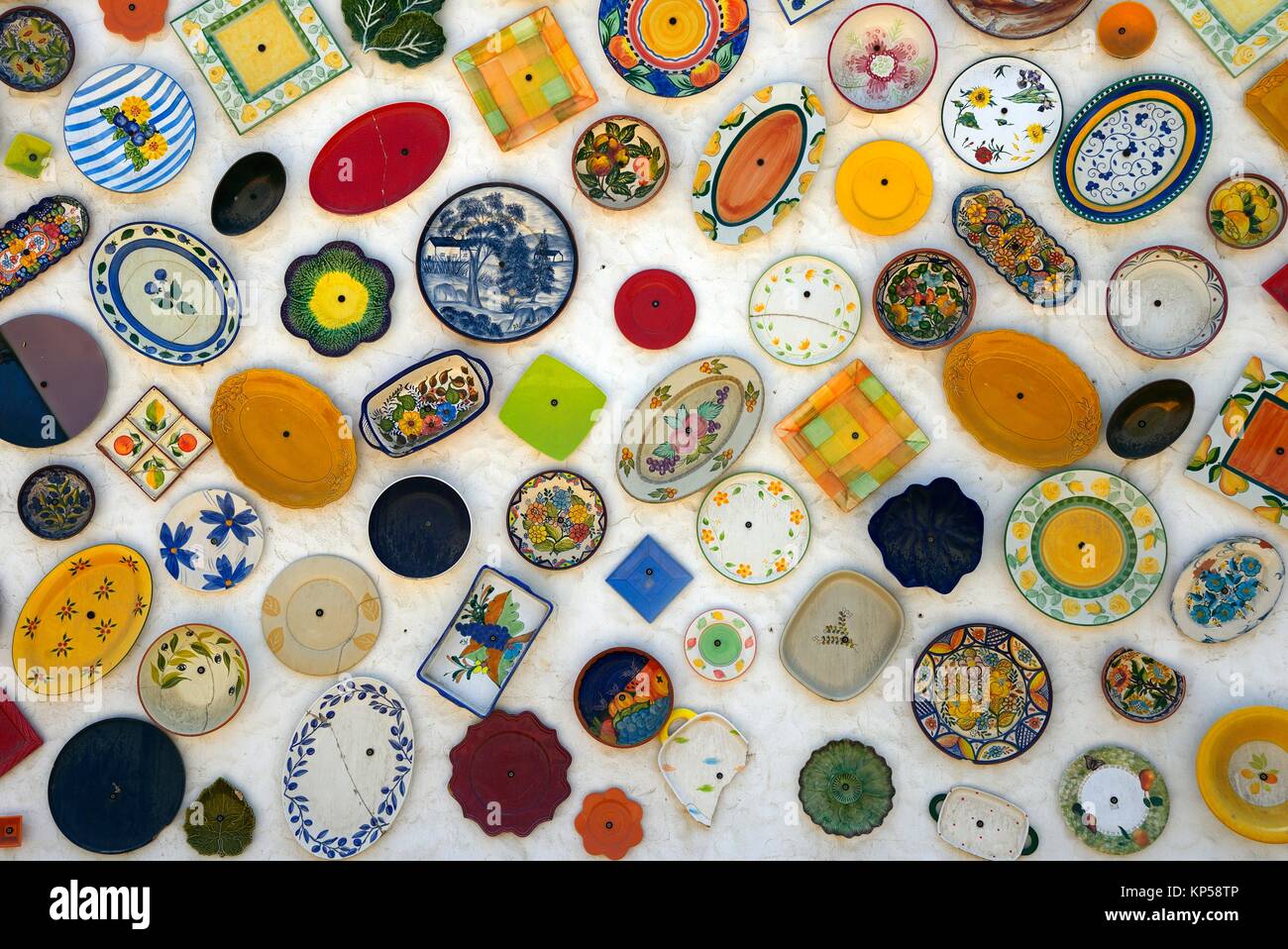 Traditional Portuguese pottery used as decoration on front of pottery