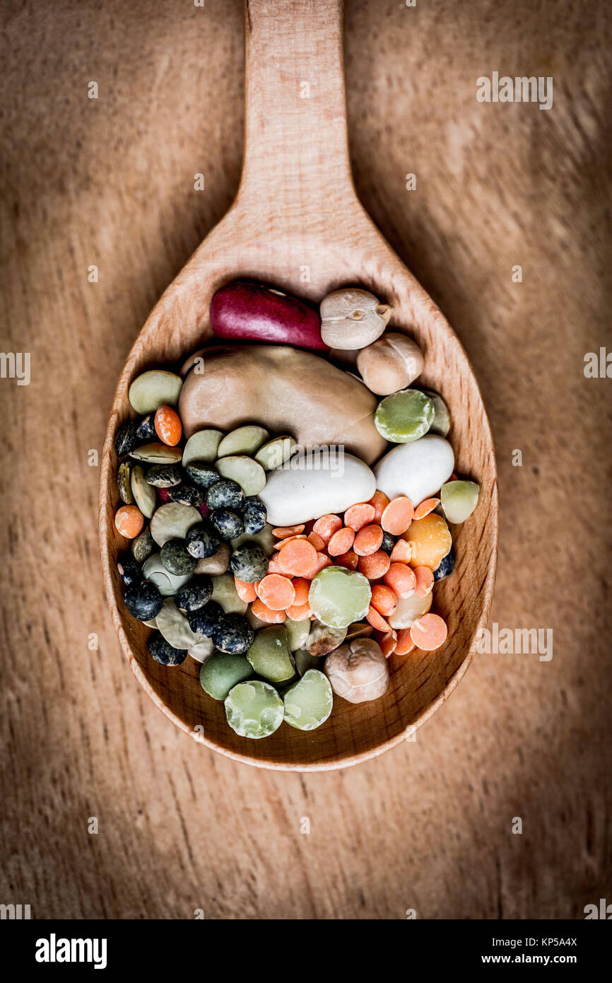 Assorted beans and pulse. Stock Photo
