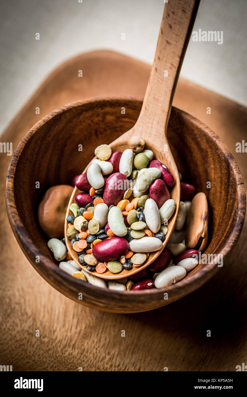 Assorted beans and pulse. Stock Photo