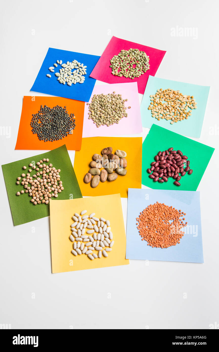 Assorted beans and pulse. Stock Photo