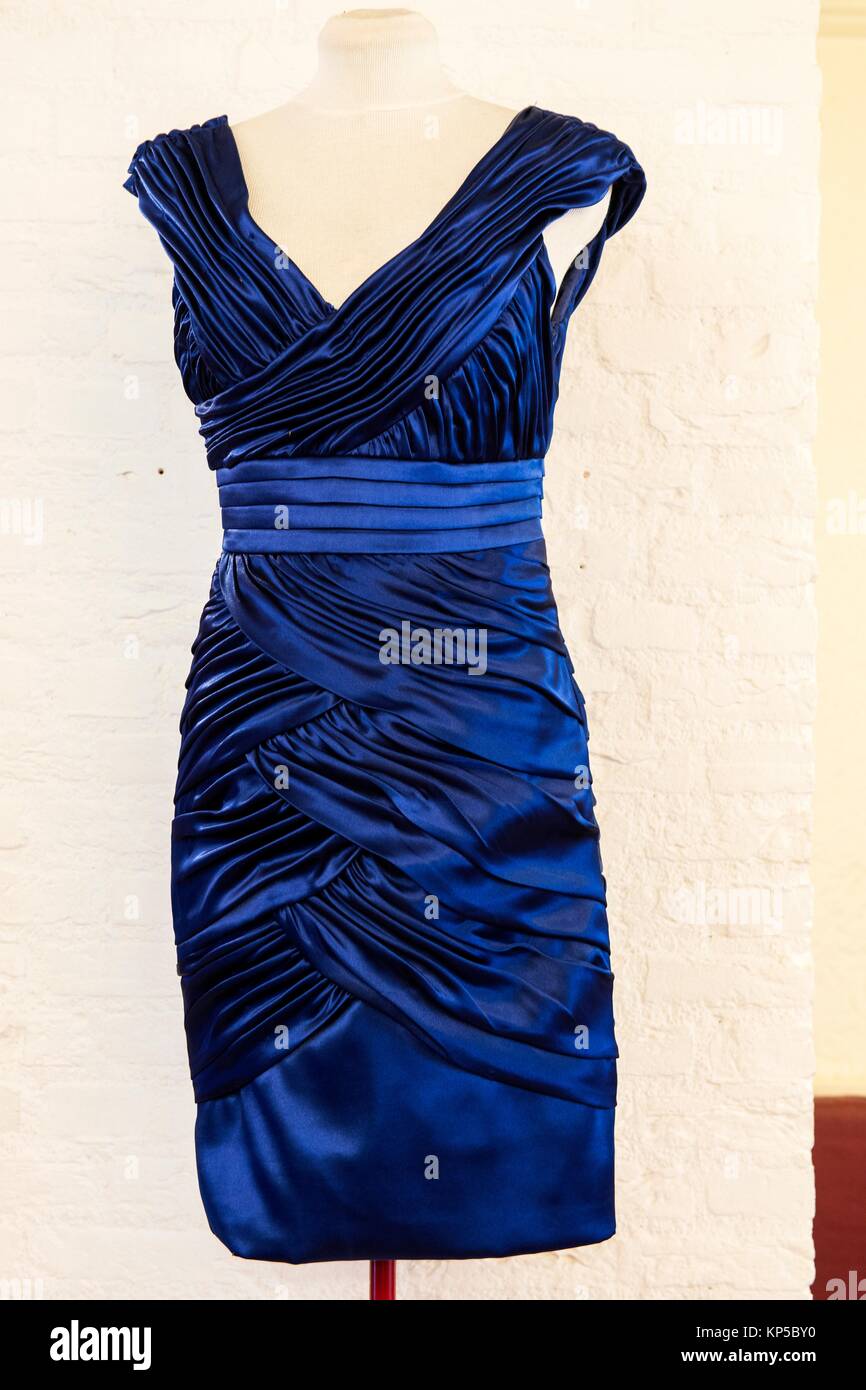 Tilburg, Netherlands. Blue stylish designed classical evening dress  displayed on a workshop´s mannequin Stock Photo - Alamy