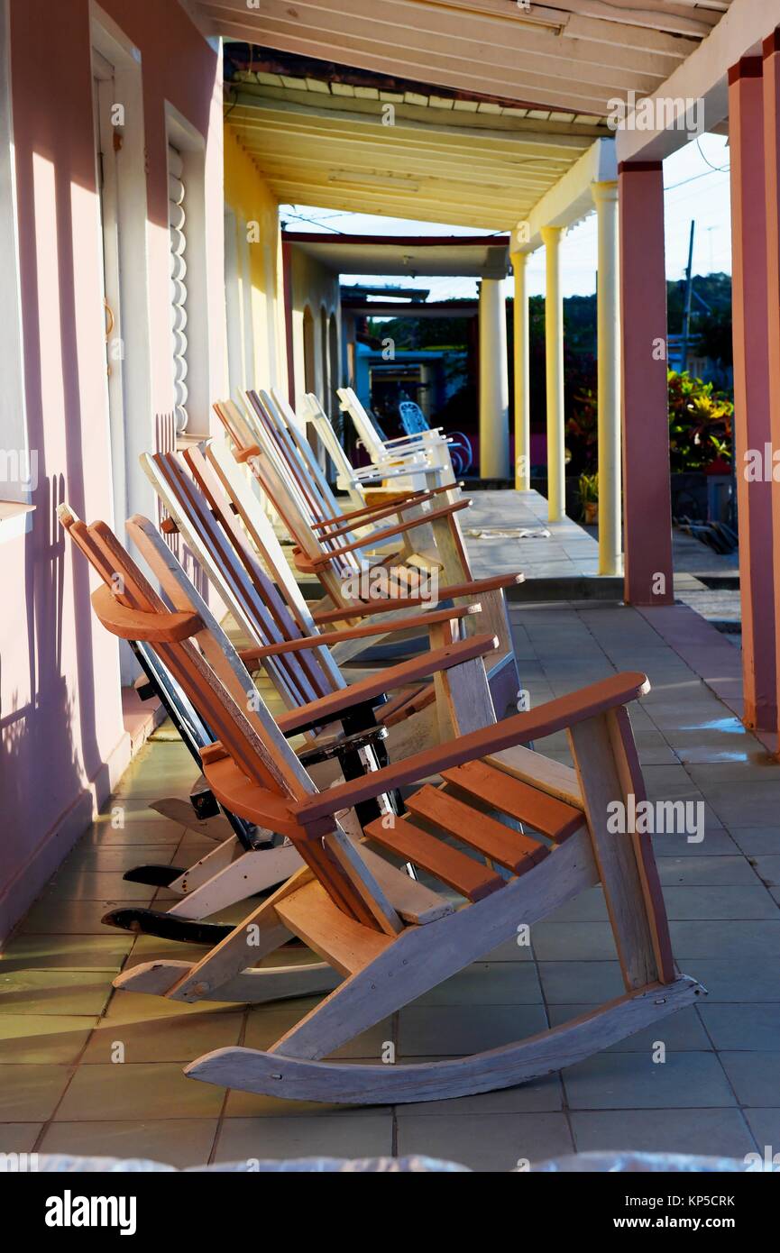 Rocking chairs in Vinales, Cuba. Stock Photo