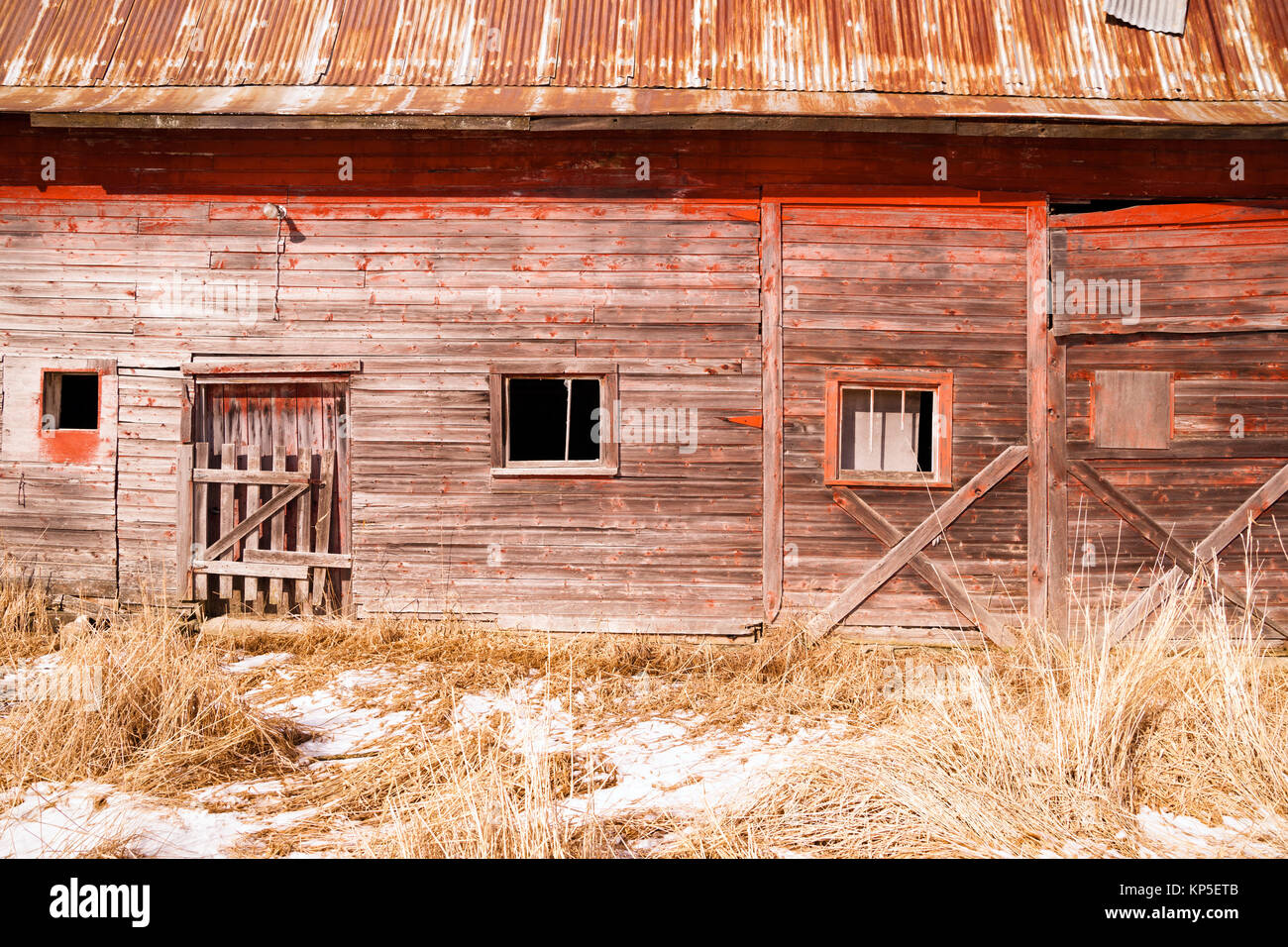Abandoned Derelict Farm Barn Cold Winter North Country Stock Photo
