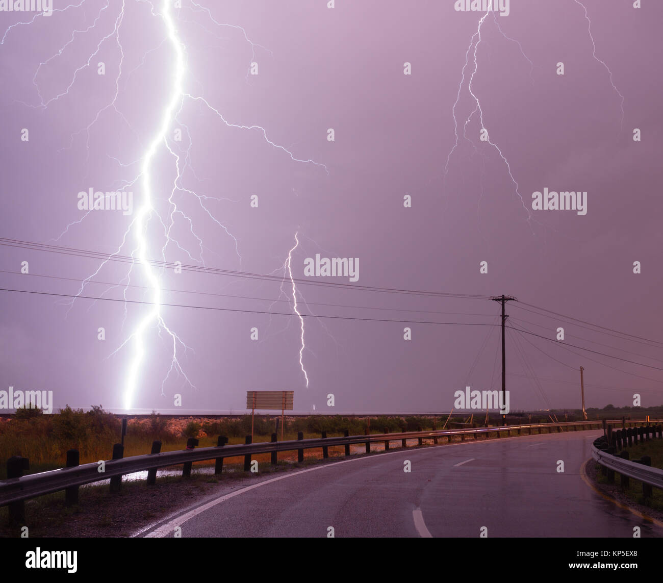 Huge Lightning Bolt Strike Storm Chaser Gulf of Mexico Stock Photo Alamy
