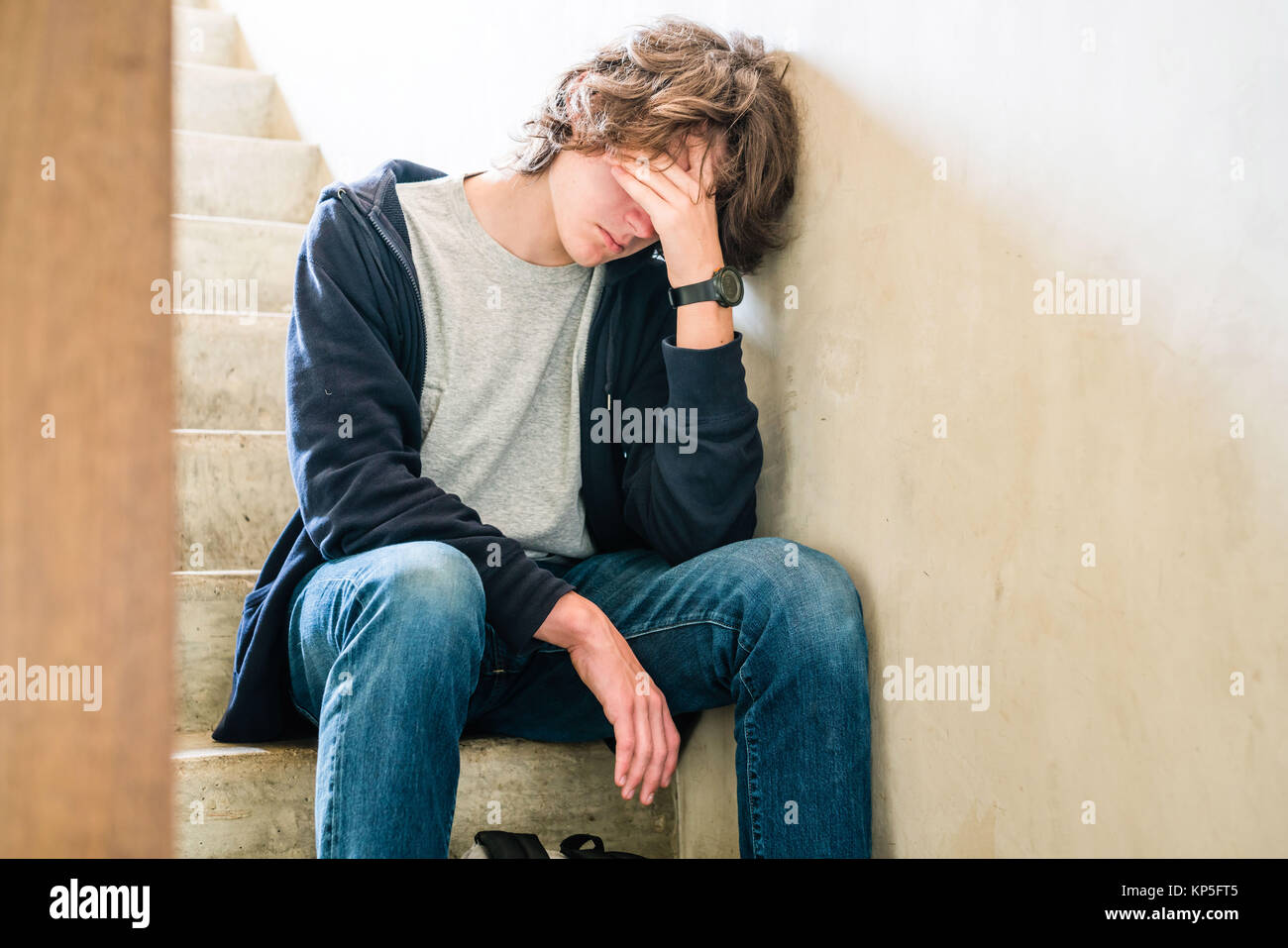 Depressed teenage boy. Stock Photo