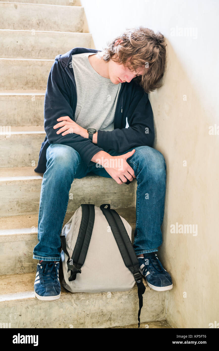 Depressed teenage boy. Stock Photo