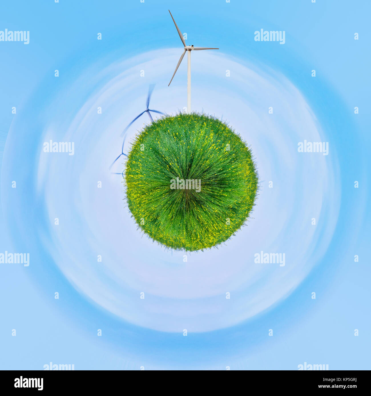 green with little planet effect,Green planet, conceptual artwork. Stock Photo