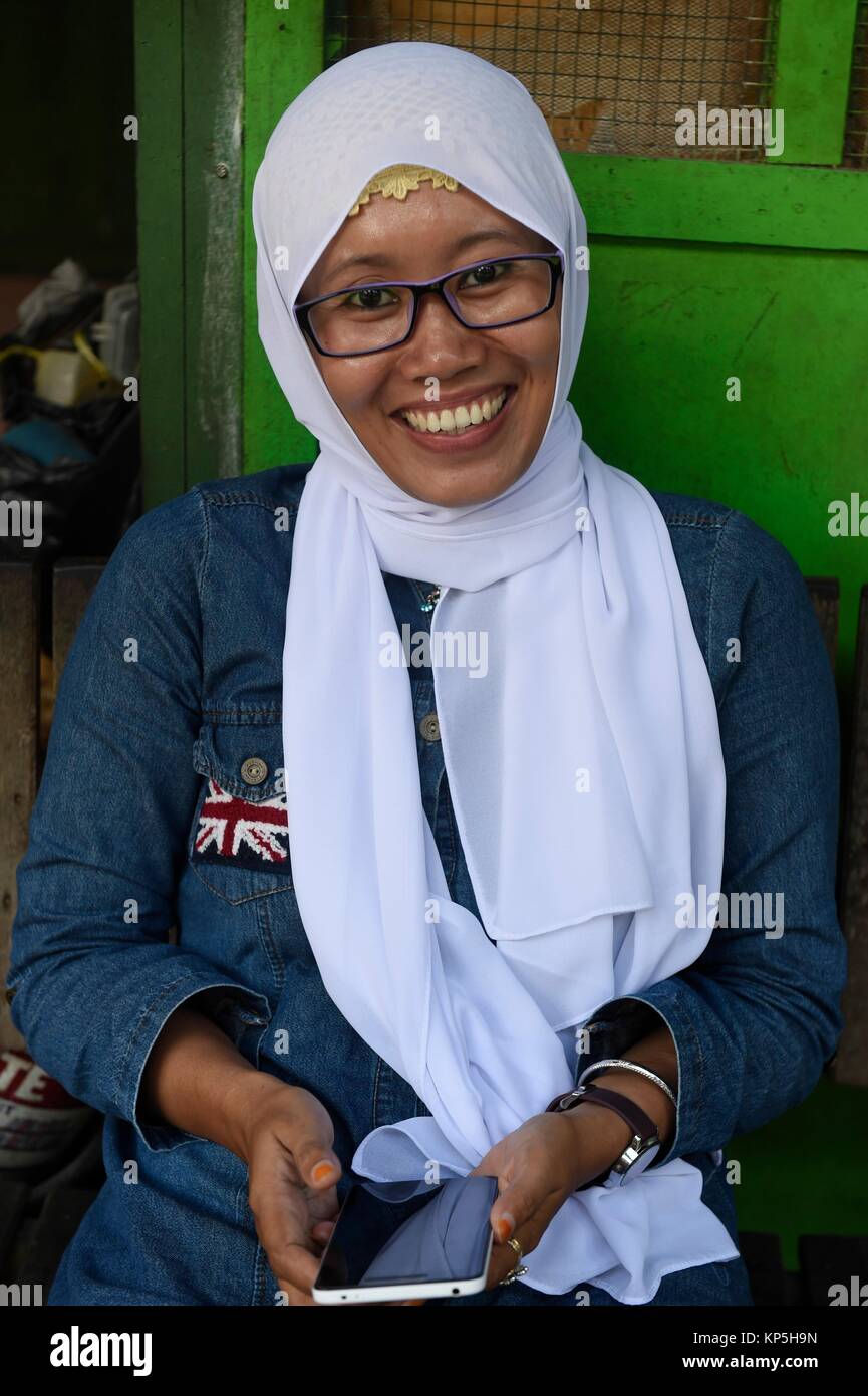 Portrait of a young javanese girl, Yogyakarta,Java,Indonesia. Stock Photo