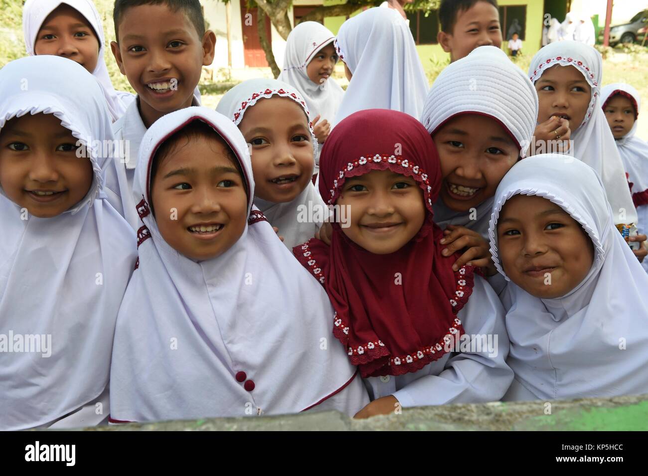 Muslim Indonesian school girls in Makassar,(formerly Ujung Pandang), Sulawesi island,Indonesia. Stock Photo