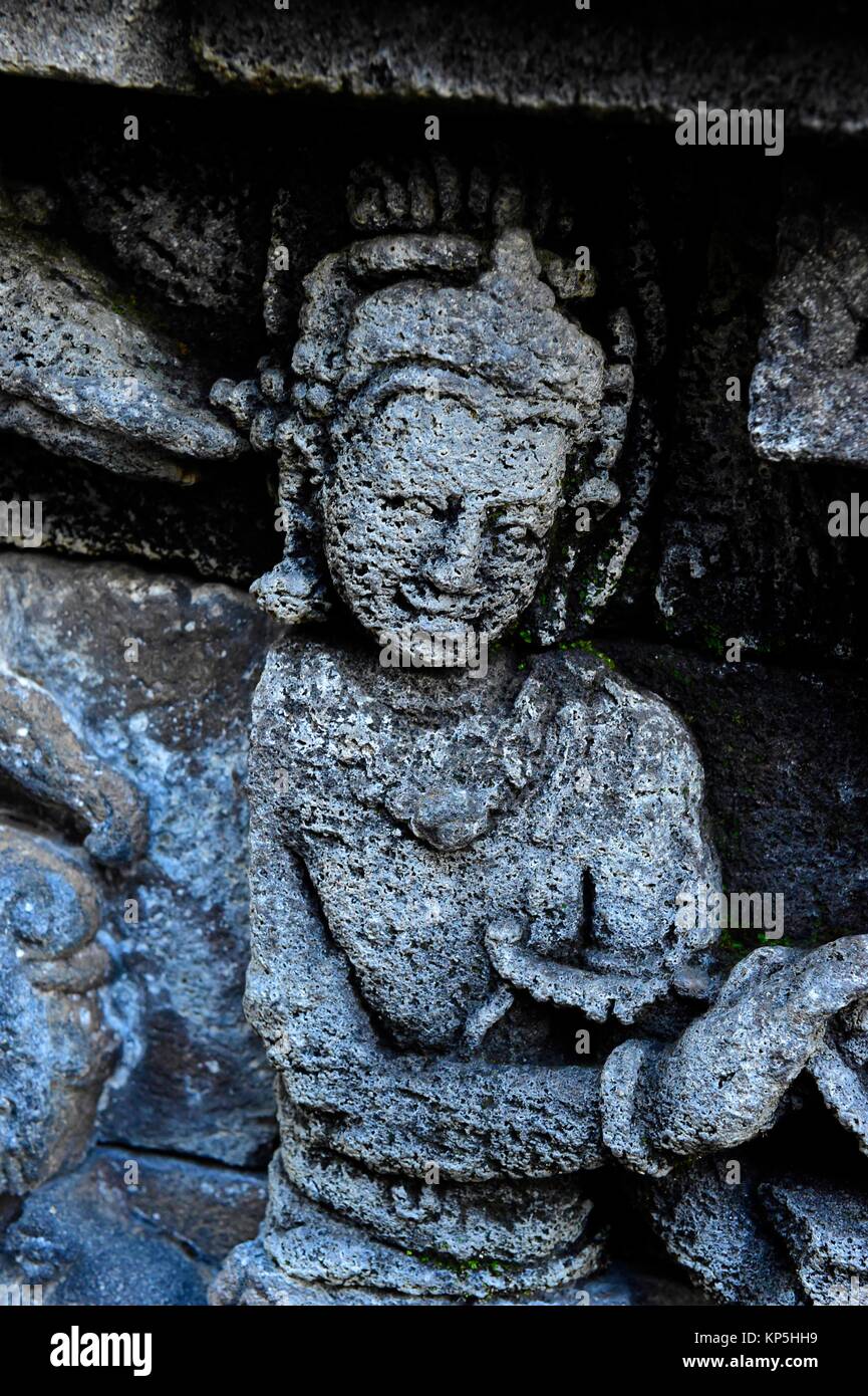 Bas-relief carving,Borobudur,Central Java,Indonesia. Stock Photo