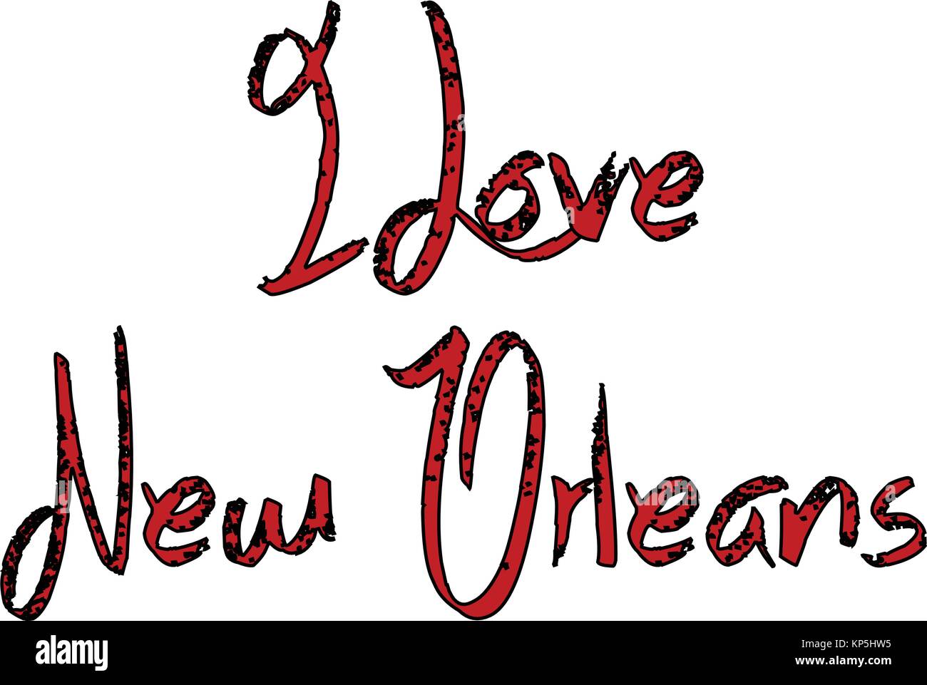 I Love New Orleans text illustration on white background Stock Vector