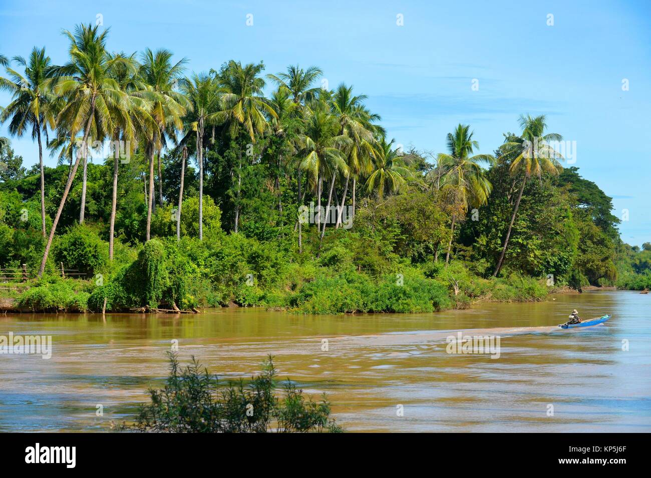 Mekong river,Four Thousand island,Laos,Southeast Asia. Stock Photo