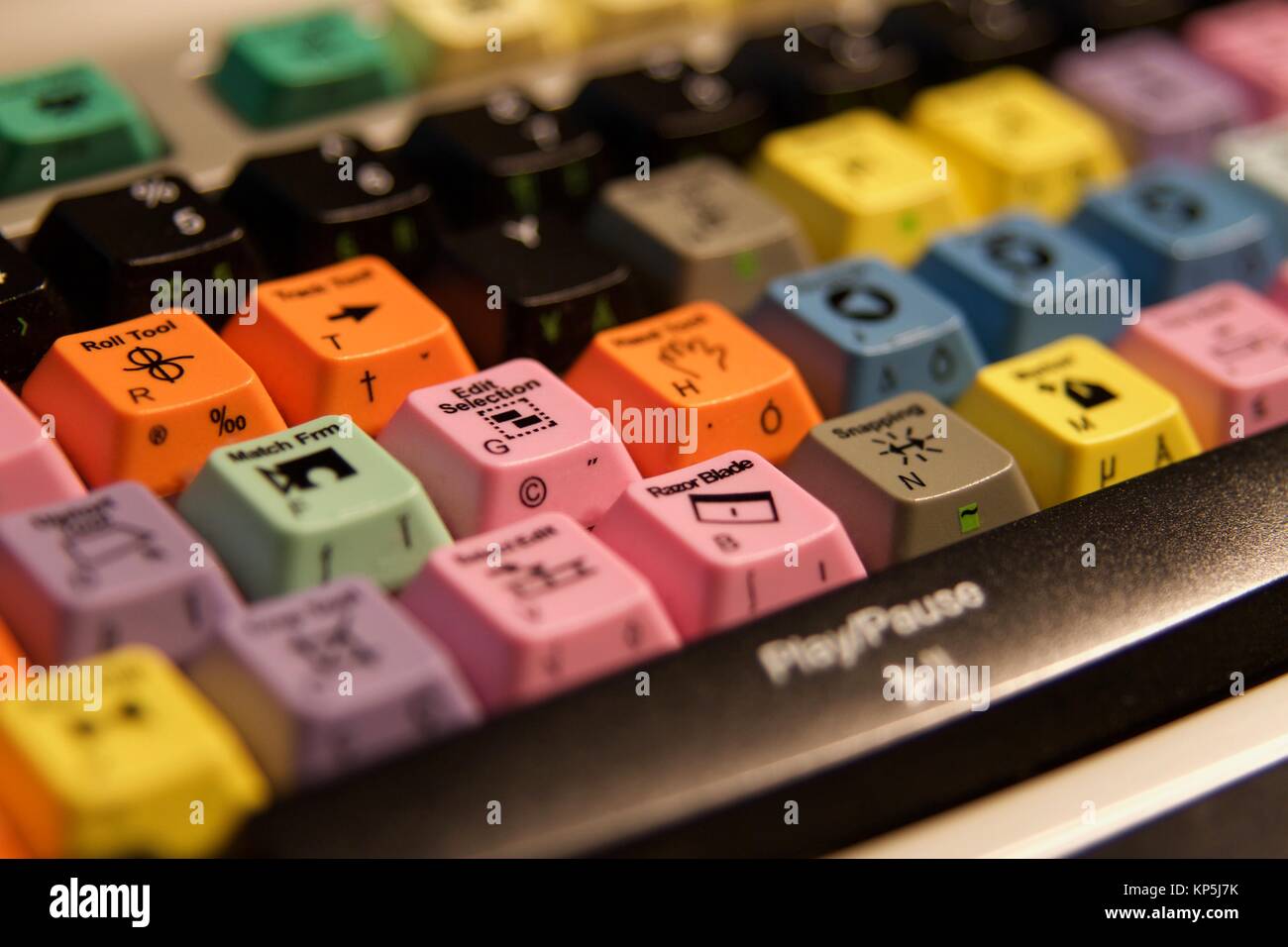 Video Editing Colored Computer Keyboard Stock Photo - Alamy