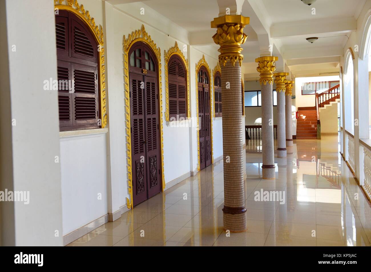 Corridor,Champassak Palace Hotel,Pakse,South Laos,Southeast Asia. Stock Photo