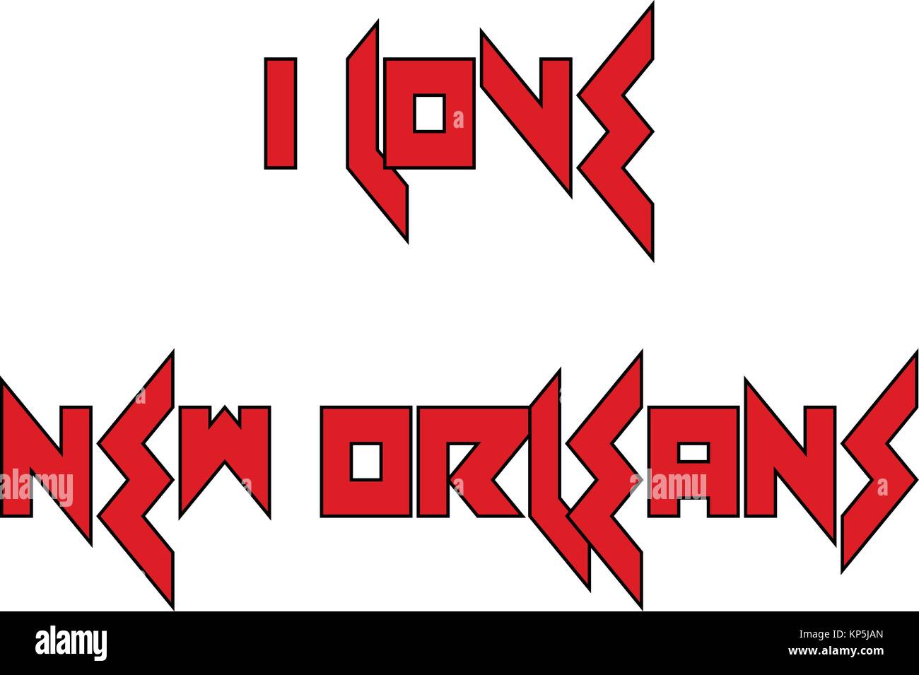 I Love New Orleans text illustration on white background Stock Vector