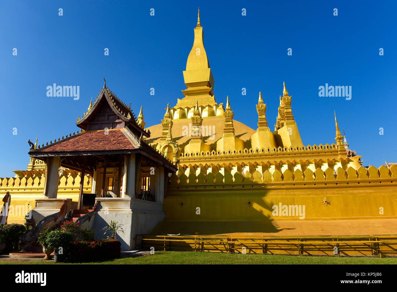 Pha That Luang temple,Vientiane,Laos,Southeast Asia. Stock Photo