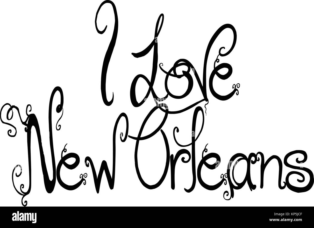 I Love New Orleans text illustration on white background Stock Vector
