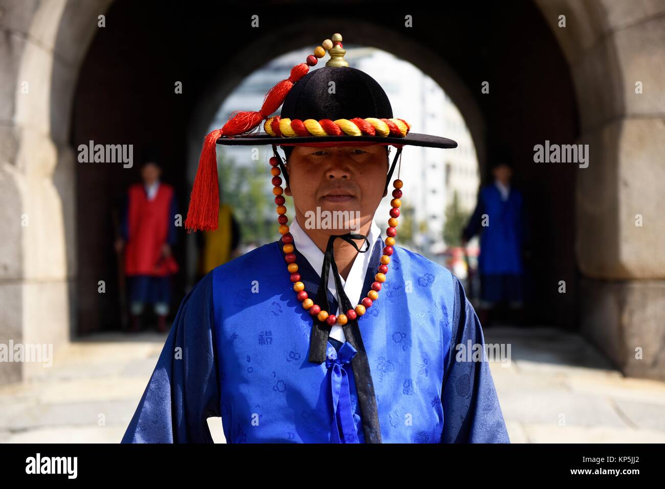Imperial Honour Guard at Namdaemun Gate,Seoul,South Korea. Stock Photo