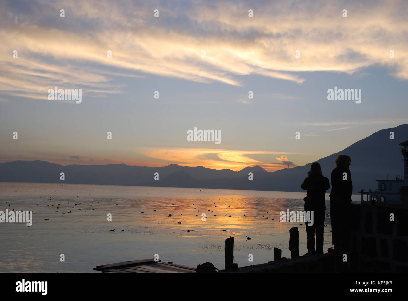 sunrise at lake Atitlan in Guatemala Stock Photo
