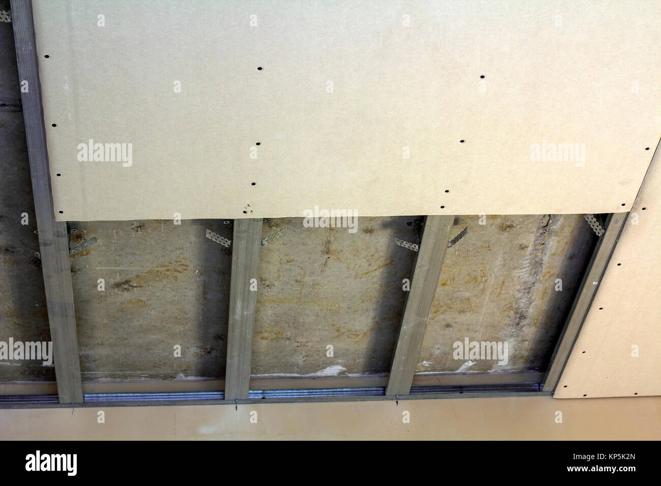 Suspended Ceiling From Drywall Fixed To Metal Frame With