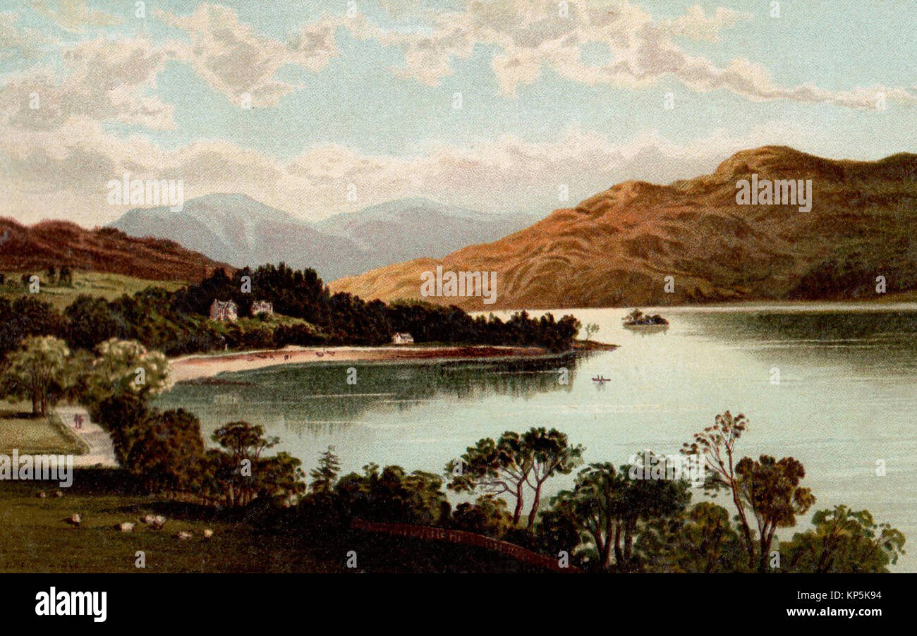 Loch Lomond at Tarbet, Scotland, Victorian illustration Stock Photo