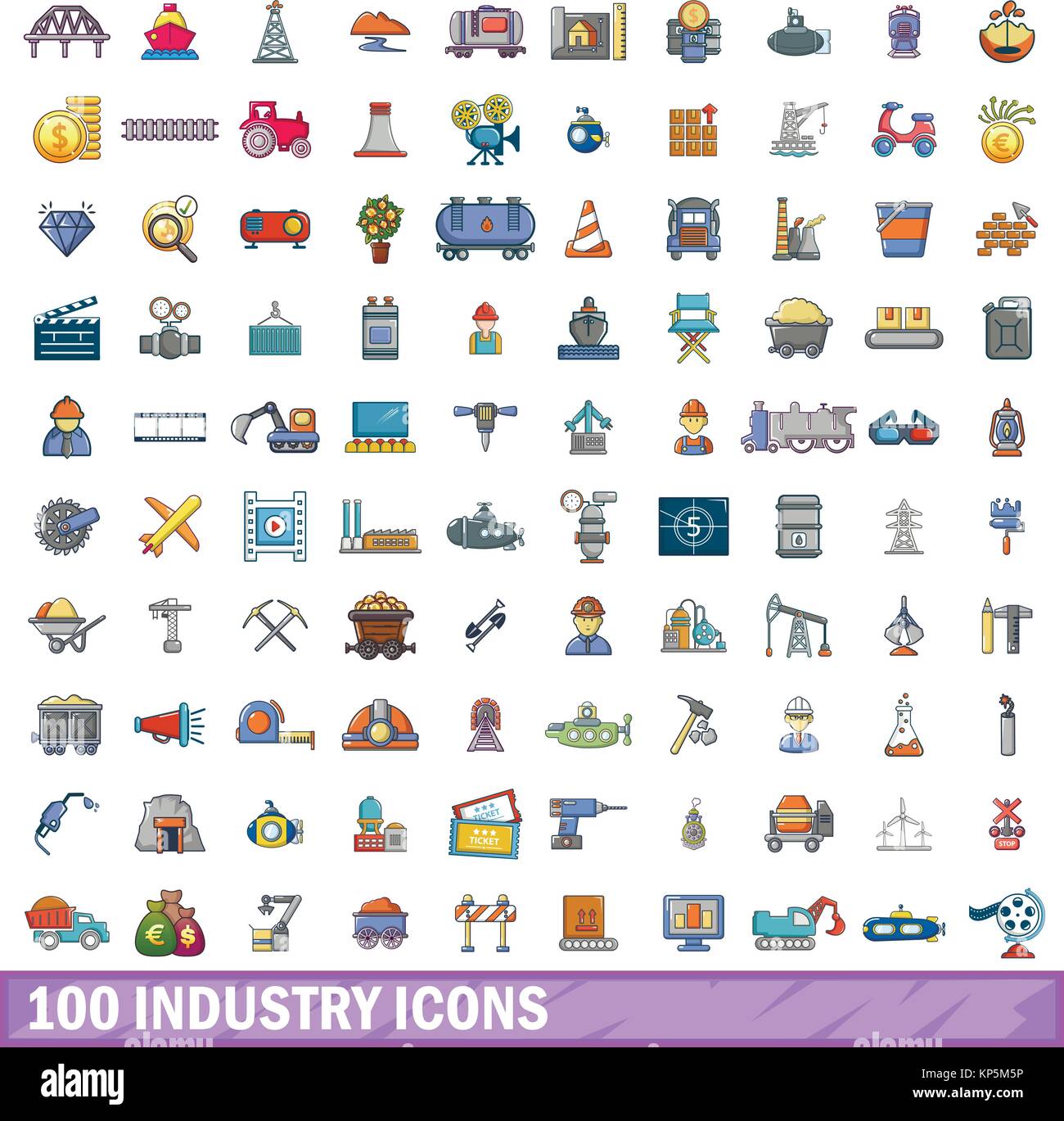 100 industry icons set, cartoon style Stock Vector Image & Art - Alamy