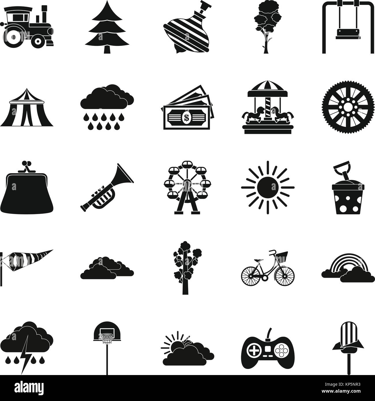Children amusement park icons set, simple style Stock Vector Image ...