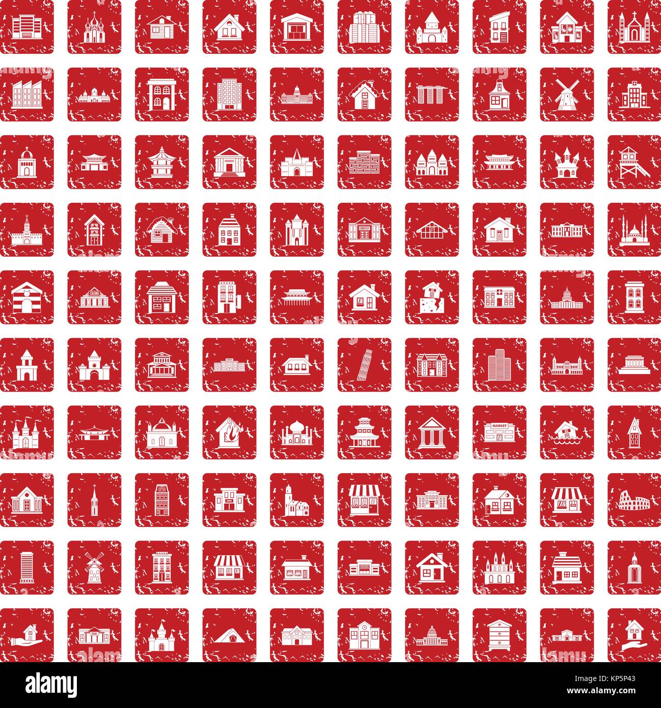 100 building icons set grunge red Stock Vector Image & Art - Alamy